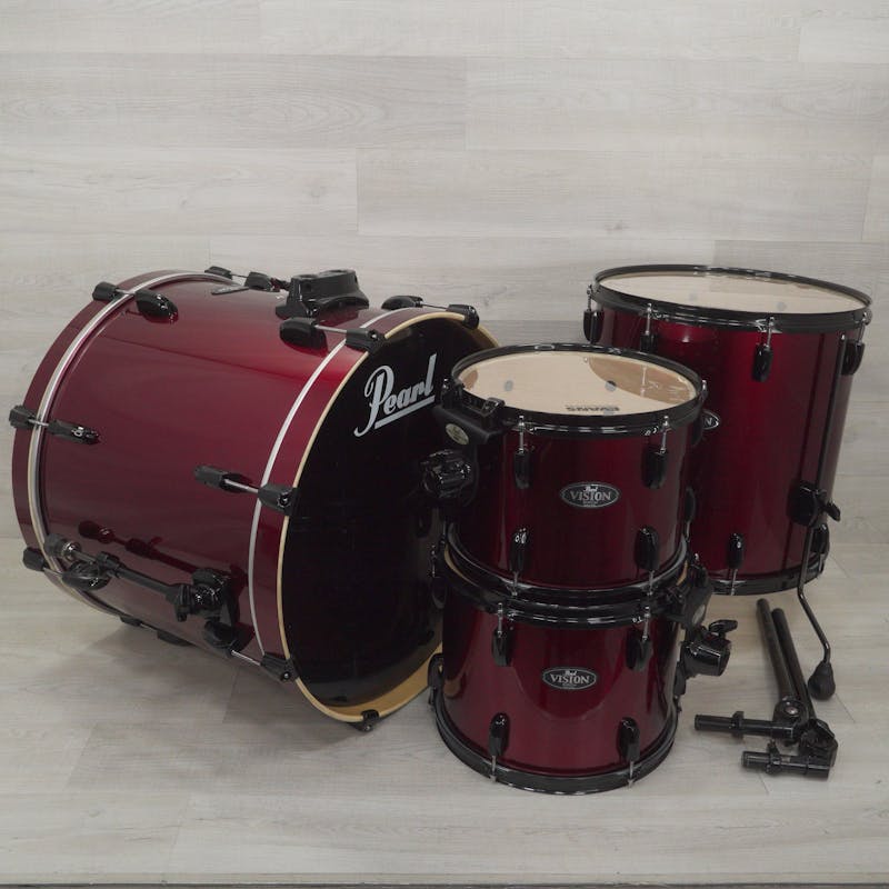 Used Pearl 4pc Vision Birch Drum Kit Red